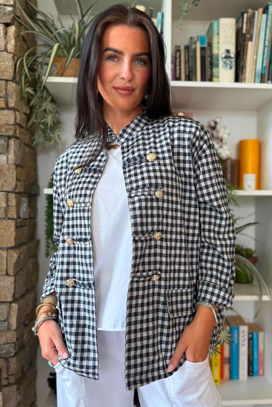 Nonni Gingam Napoleon Jacket Navy